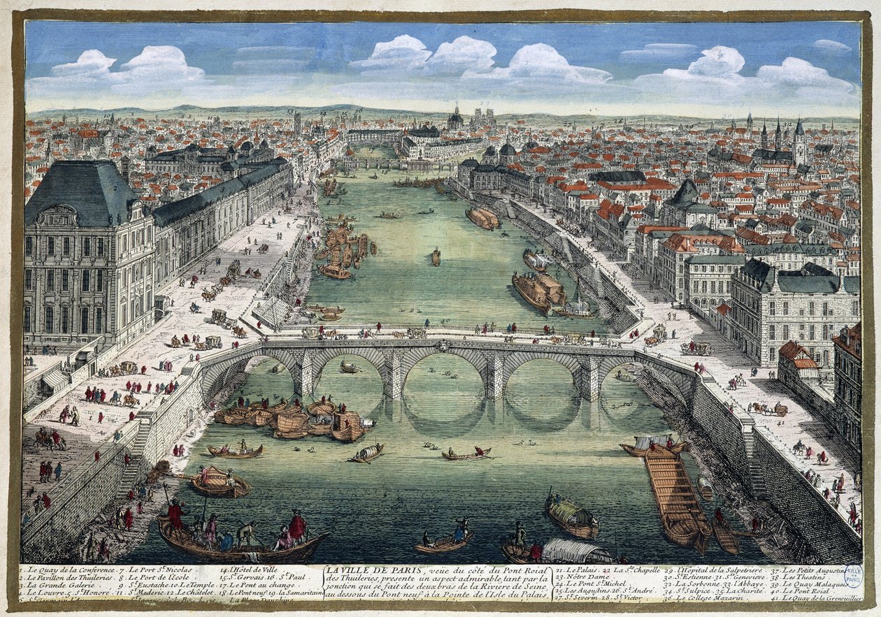 Le pont Royal des Tuileries – v „“Paříži““ od Perelle od Adam Perelle