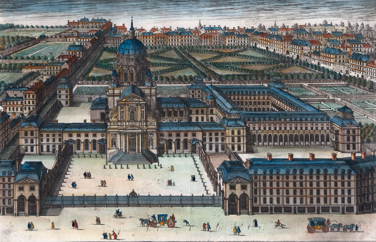 Královský klášter Val-de-Grace (Val de Grace), který postavila Anna Rakouská, královna Francie - rytina 1660 od Adama Perelleho (1640-1695) od Adam Perelle