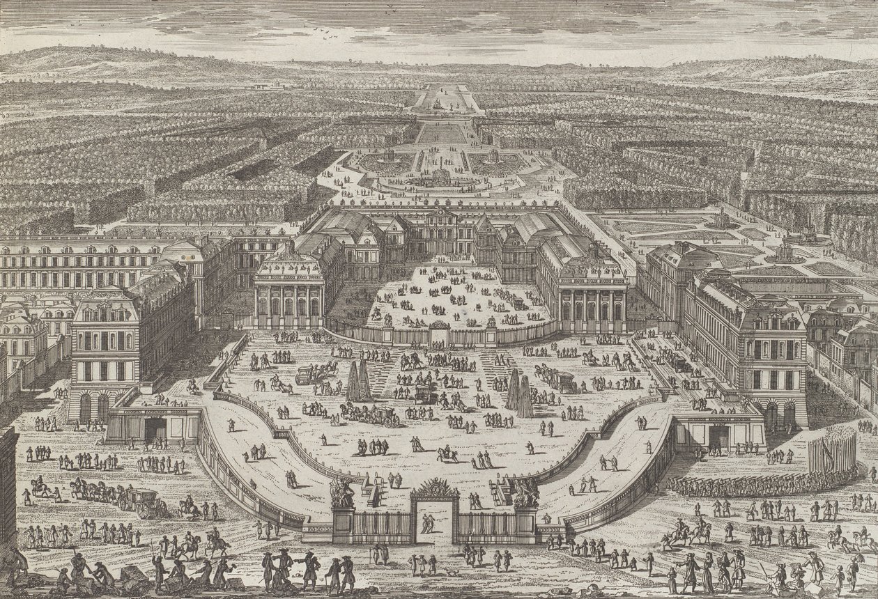 Celkový pohled na palác ve Versailles, 80. léta 17. století, 80. léta 17. století. od Adam Perelle
