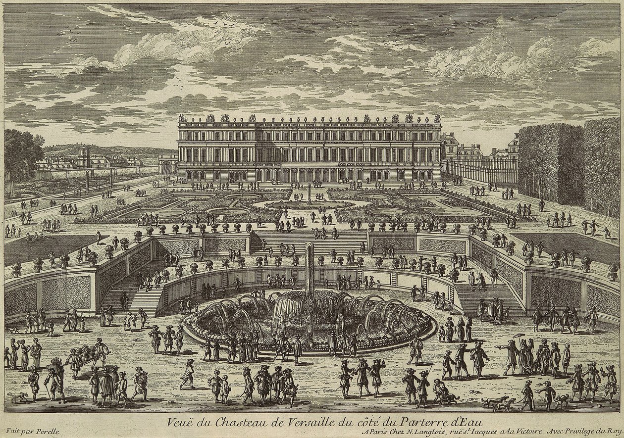 Pohled na Versailles, zahradní fasáda, 80. léta 17. století od Adam Perelle