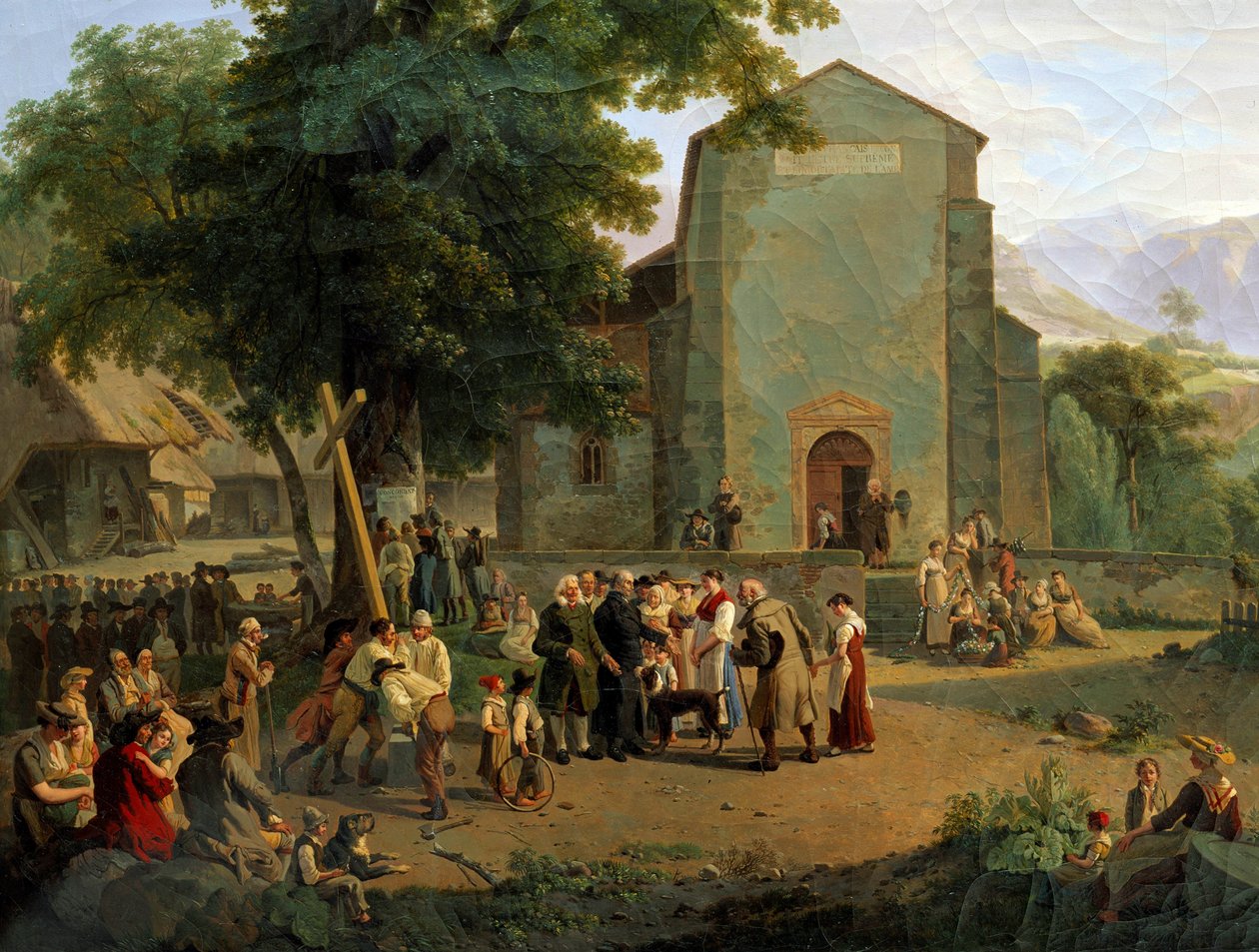 Obnovení bohoslužeb po revoluci. Švýcarský obraz od Adama Topffera (1766-1847) od Adam Topffer