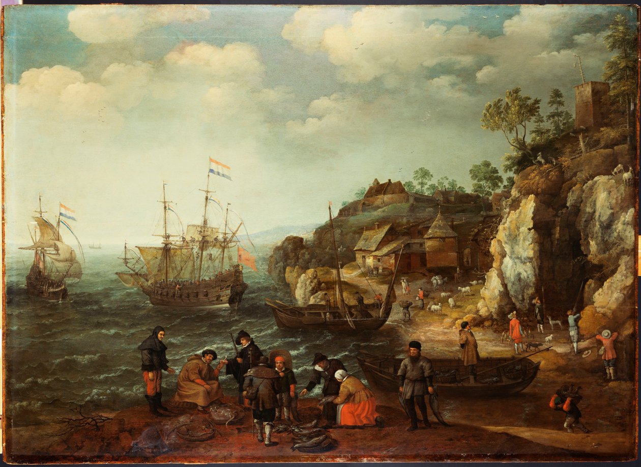 Pobřežní scéna s rybáři a lovci na břehu, 1626 od Adam Willaerts