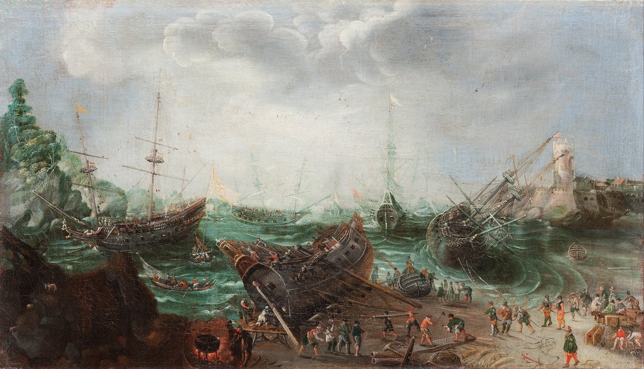 Přístavní scéna, cca 1615 (olej na plátně) od Adam Willaerts