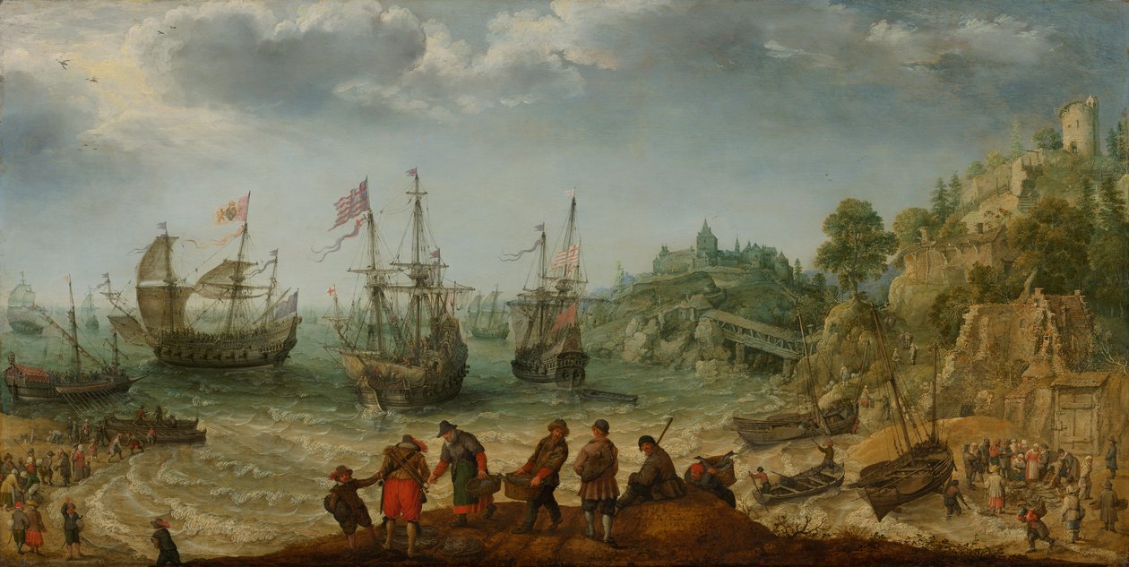 Lodě u skalnatého pobřeží, 1621 od Adam Willaerts