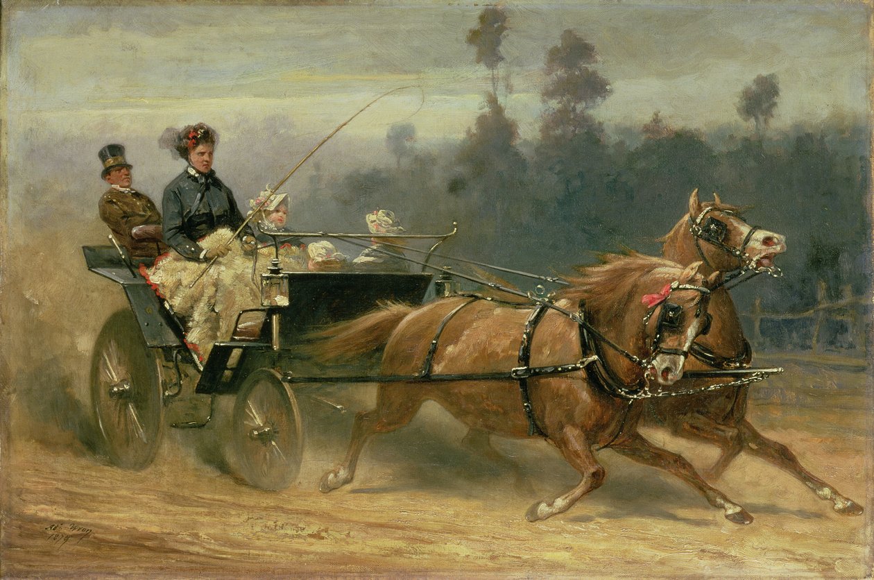 Madame Celestine Nichols jede v Richmondském parku se svými vnoučaty, 1879 od Adam Wray