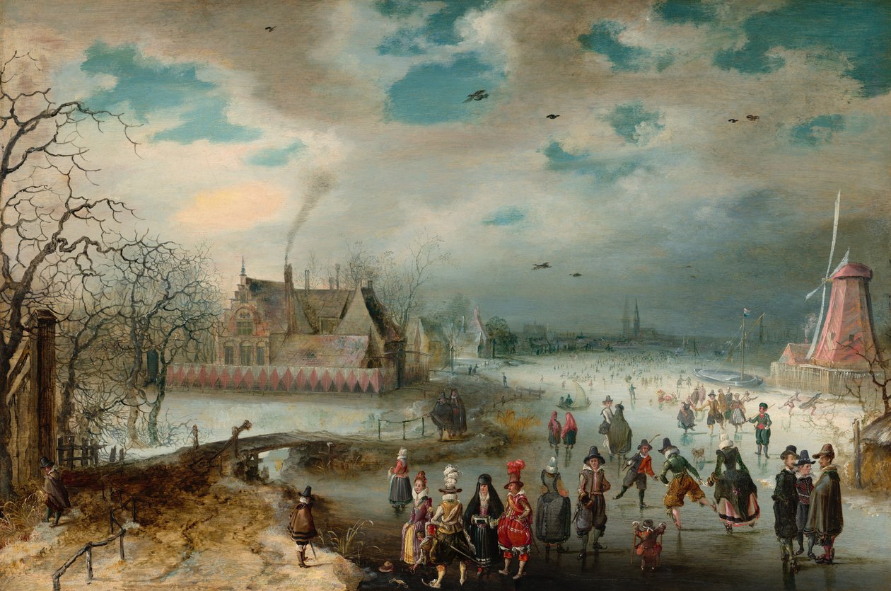 Bruslení na řece Frozen Amstel, 1611. od Adam van Breen