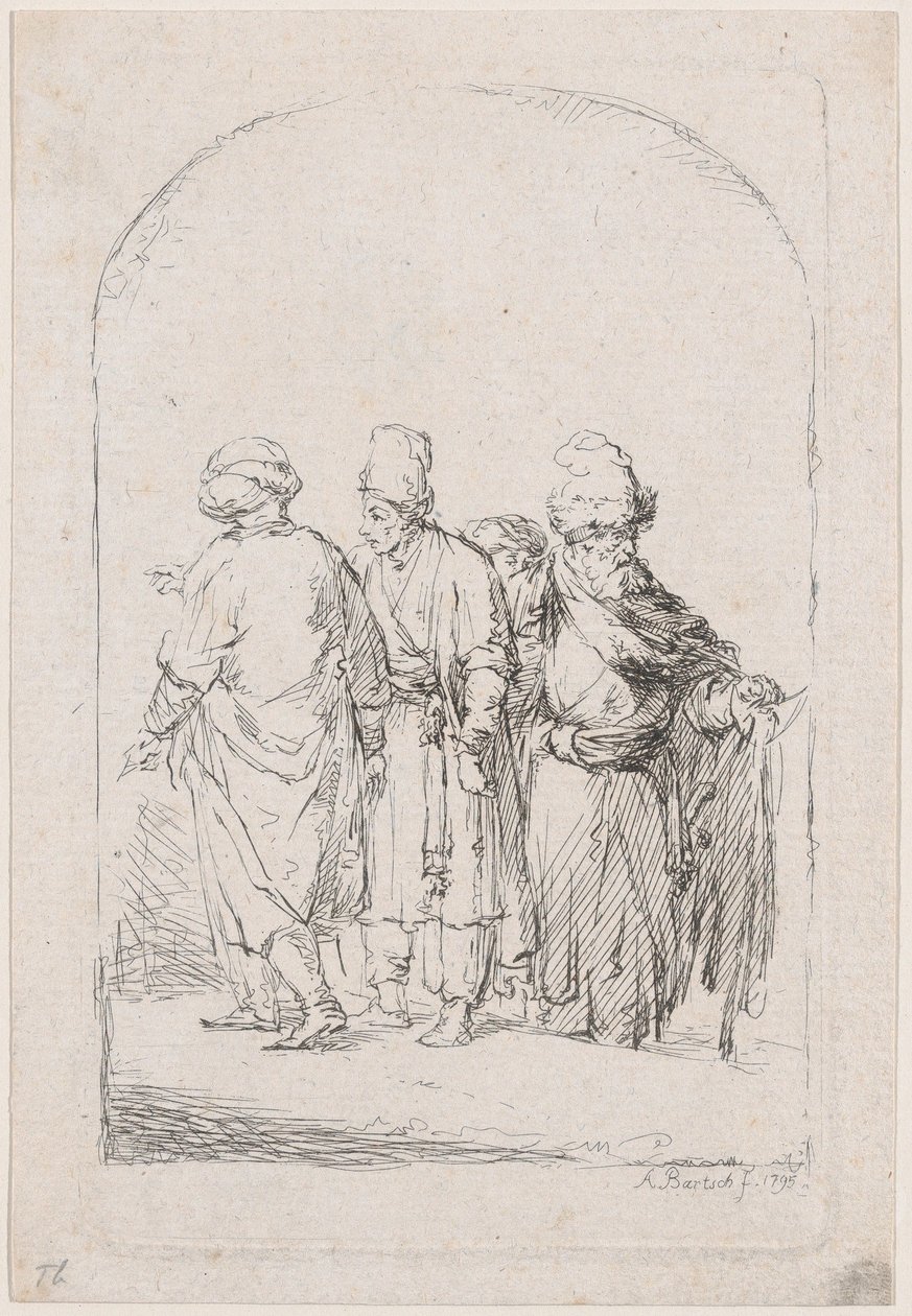 Skupina čtyř stojících mužů v orientálním kostýmu, 1795. od Adam von Bartsch