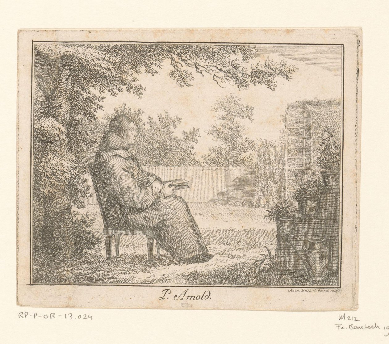 Portrét Arnolda a Sancta Clara s knihou v zahradě P. Arnold (titul na objektu) od Adam von Bartsch