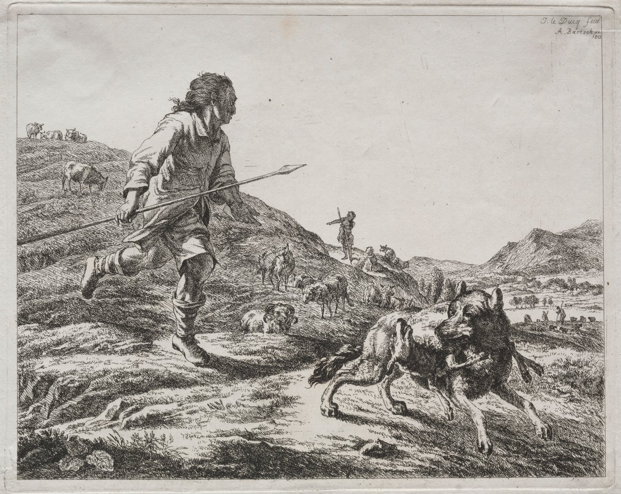 Pastýř honí vlka, 1803. od Adam von Bartsch
