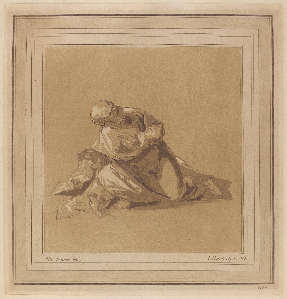 Krčící se apoštol (Svatý Petr) od Adam von Bartsch, after a drawing formerly attributed to Albrecht Dürer