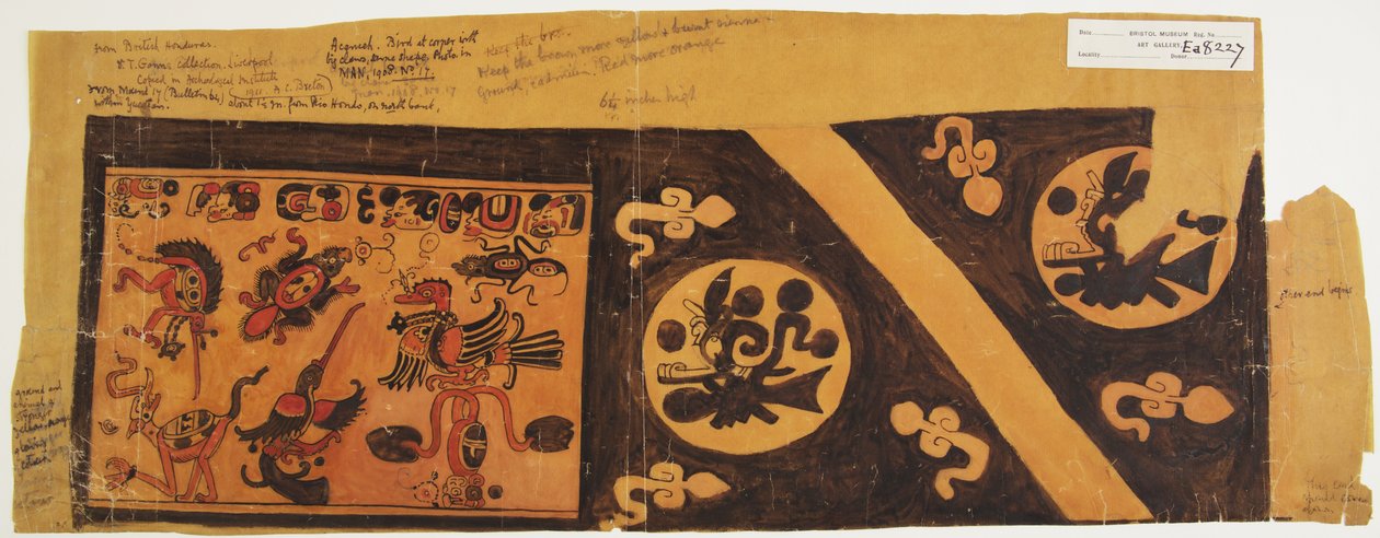 Design z hrnce z britského Hondurasu (Belize), Yucatan (akvarel) od Adela Breton