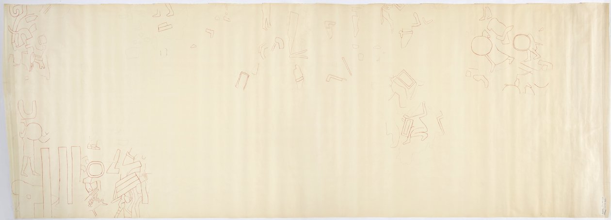 Malba ze severní stěny, Horní chrám jaguárů, Chichen Itzá, Mexiko Jižní část (červený inkoust a grafit) od Adela Breton