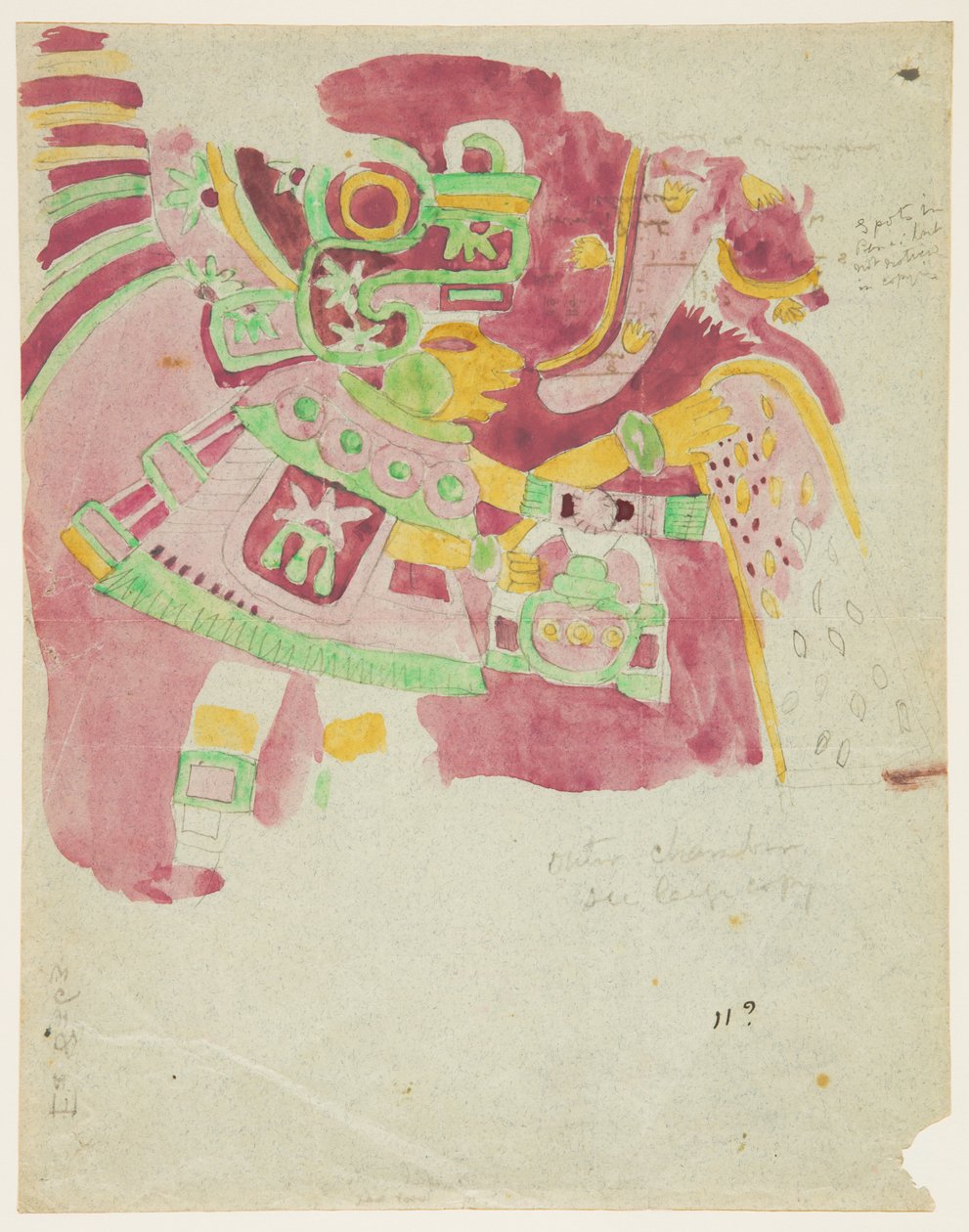 Malba fresky z vnější komory, Penafiel, Teotihuacan, Mexiko od Adela Breton