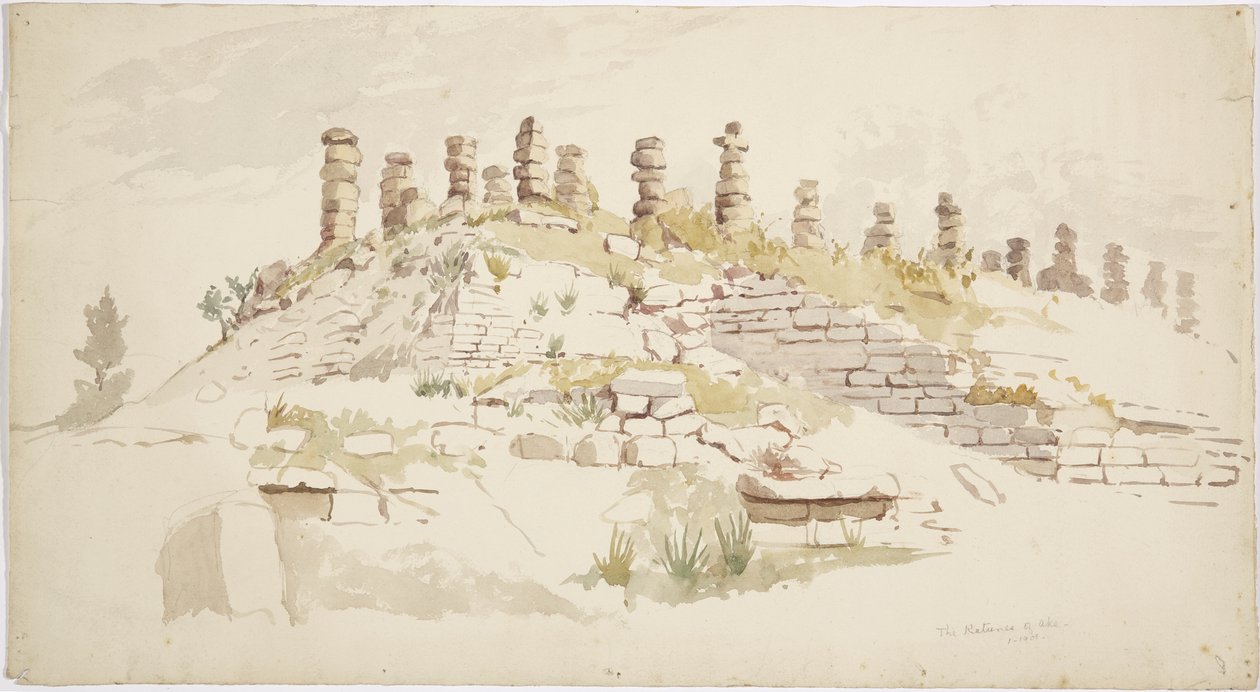 Ruiny v Ake, Yucatan, Mexiko (akvarel) od Adela Breton