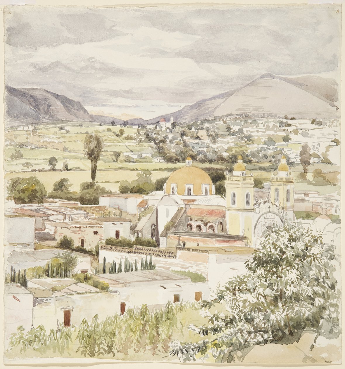 Město Tlaxcala, Mexiko 1894 (akvarel) od Adela Breton