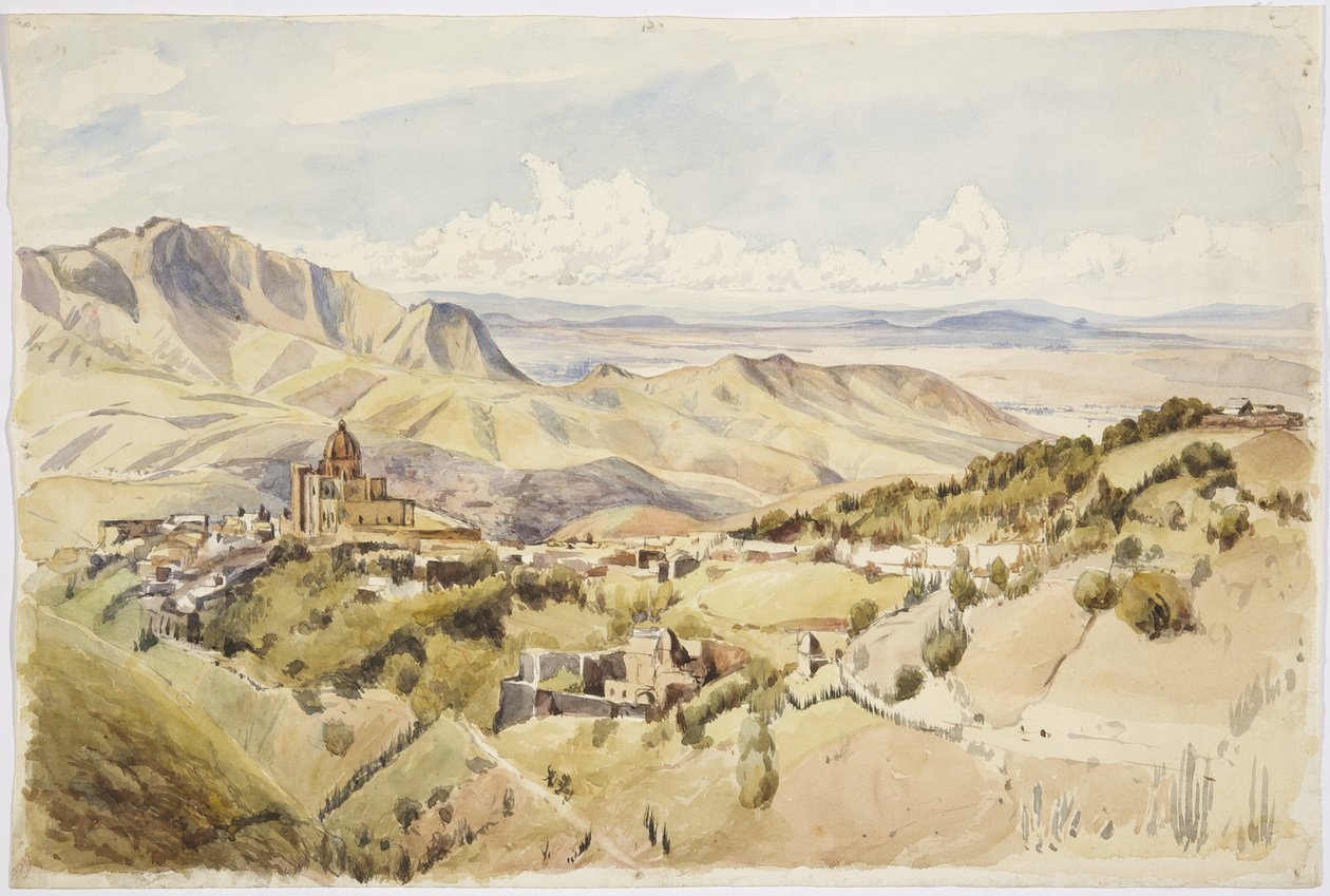 Pohled poblíž Guanajuato, stát Guanajuato, Mexiko (akvarel) od Adela Breton
