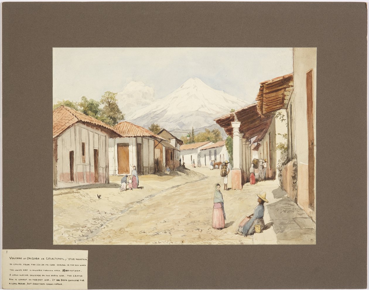 Sopka Orizaba nebo Citlaltépetl - Hvězdná hora - Veracruz, Mexiko (akvarel) od Adela Breton