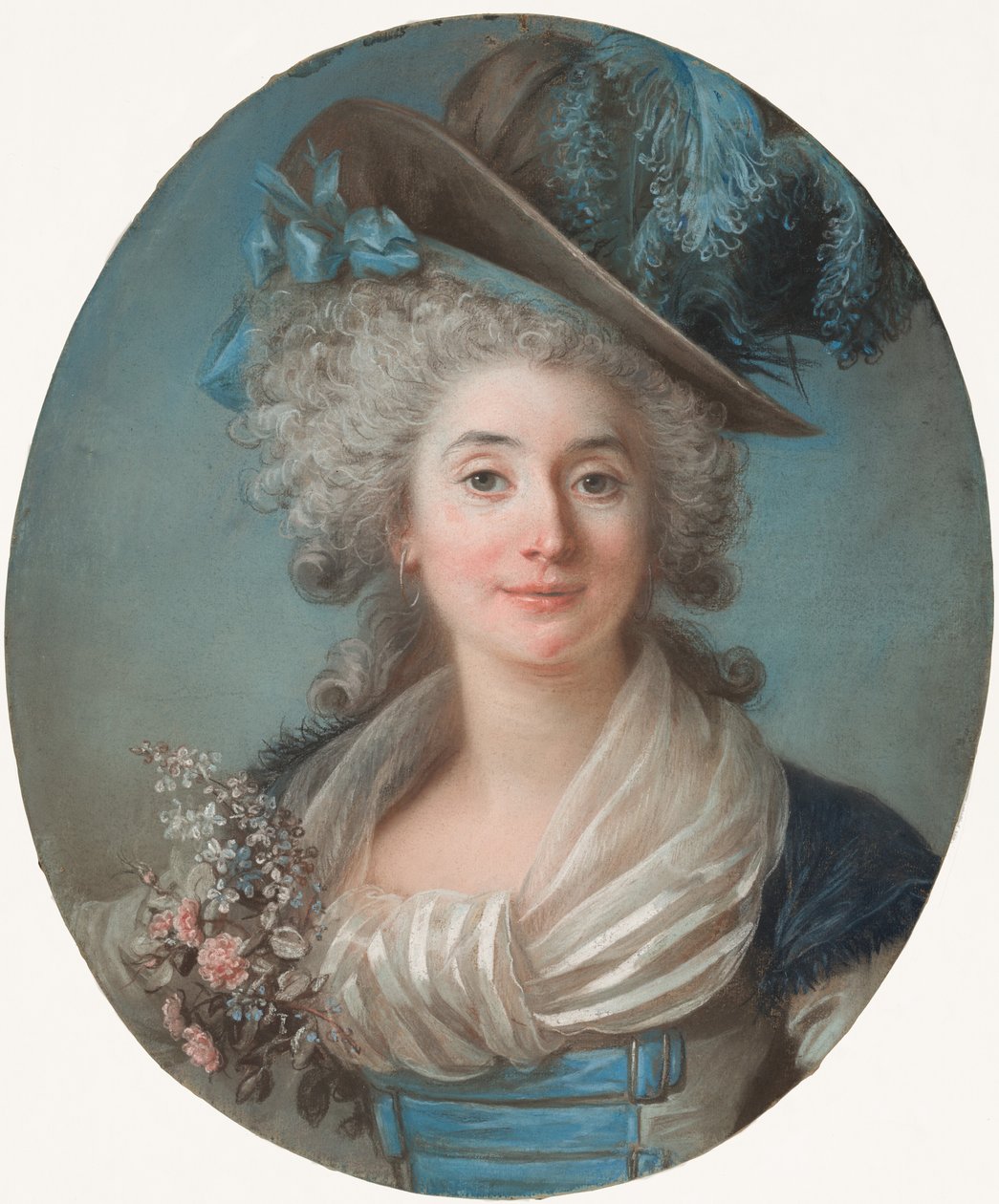 Módní šlechtična s opeřeným kloboukem od Adelaide Labille Guiard