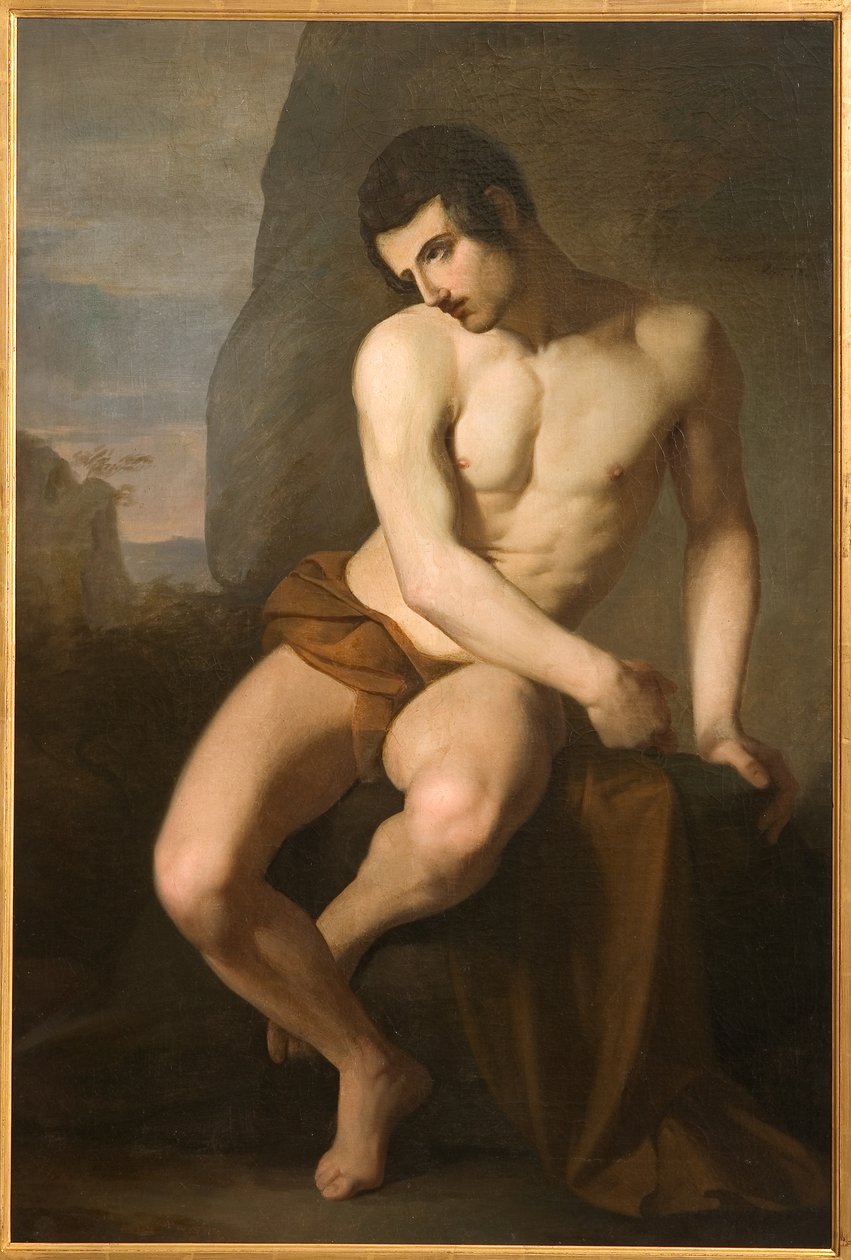 Mužský akt (Prometheus) (olej na plátně) od Adeodato Malatesta or Malatesti