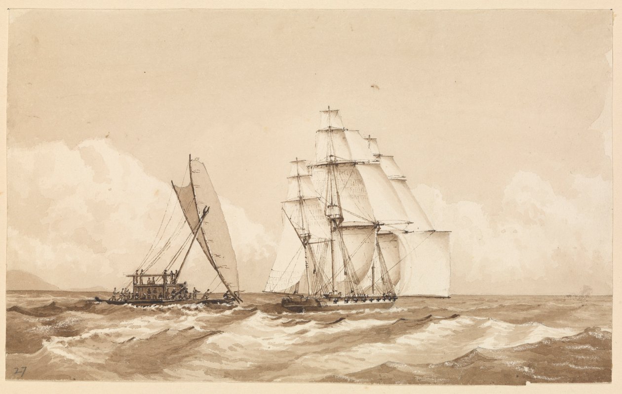 Dvojitá kánoe u Moalu, Feejee Islands, 26. září 1849 [Fidži] od Admiral Sir Edward Gennys Fanshawe