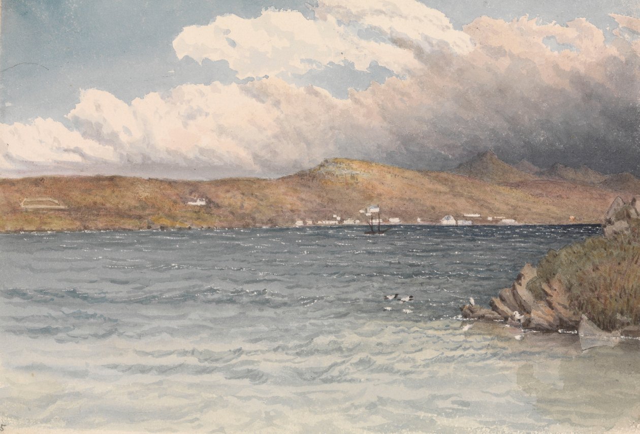 Osada v Port Stanley, Falklandy, květen 1849 (akvarel) od Admiral Sir Edward Gennys Fanshawe