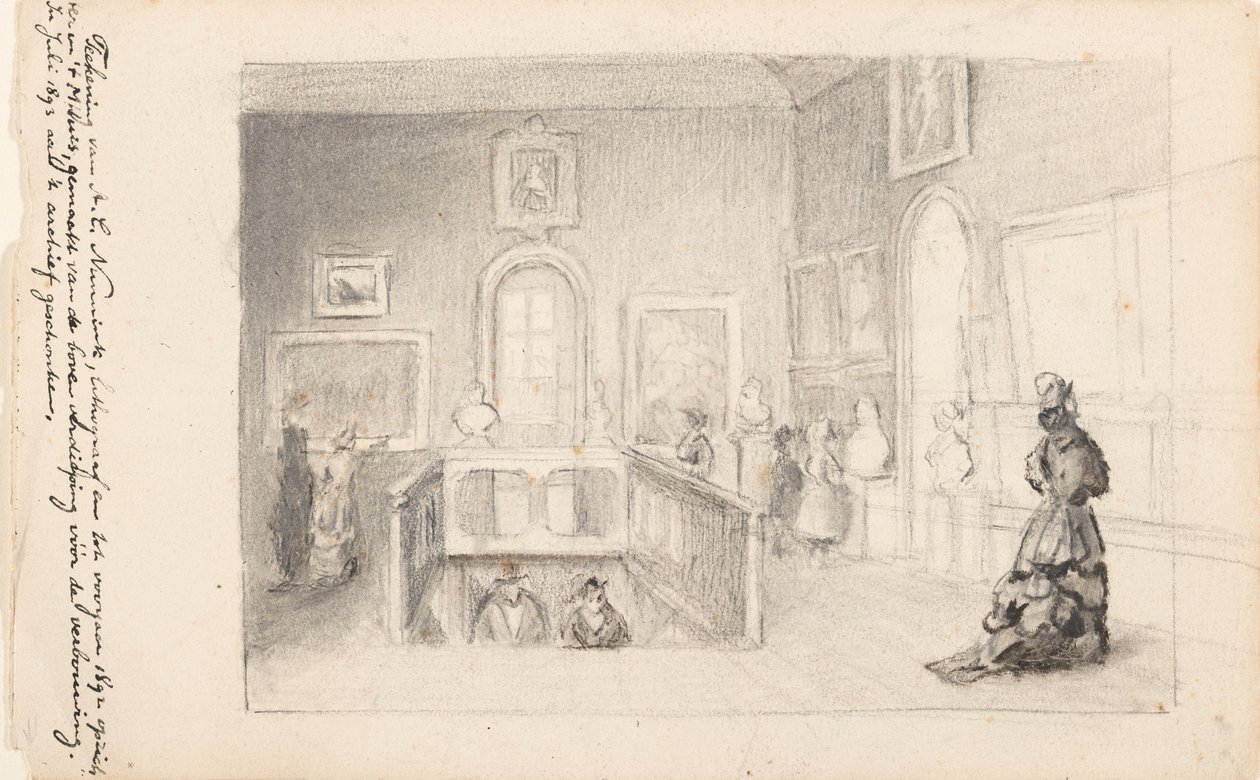 Návštěvníci v Trapzaalu na Mauritshuis od Adolf Carel Nunnink