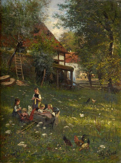 Děti si hrají ve Schwalmu od Adolf Lins
