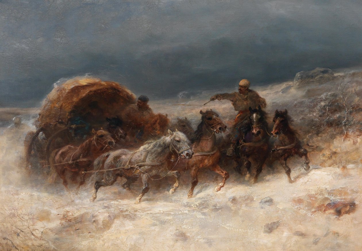 Geldings in a Winter Landscape od Adolf Schreyer