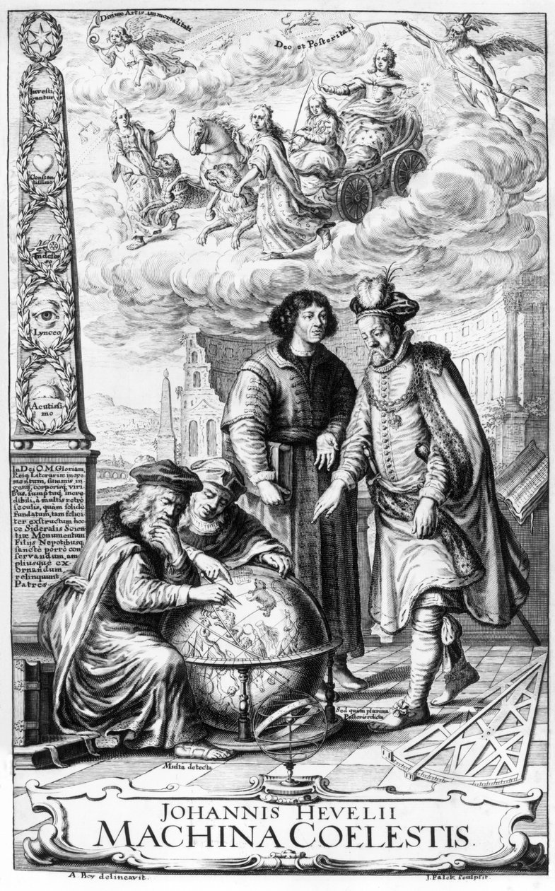 Frontispis k Machina Coelestis od Johannese Hevelia, vyrytý Jeremiasem Falckem, 1673 od Adolf Boy