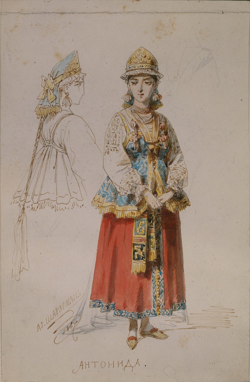 Kostýmní návrh opery Život pro cara od M. Glinky, 1867 od Adolf Charlemagne