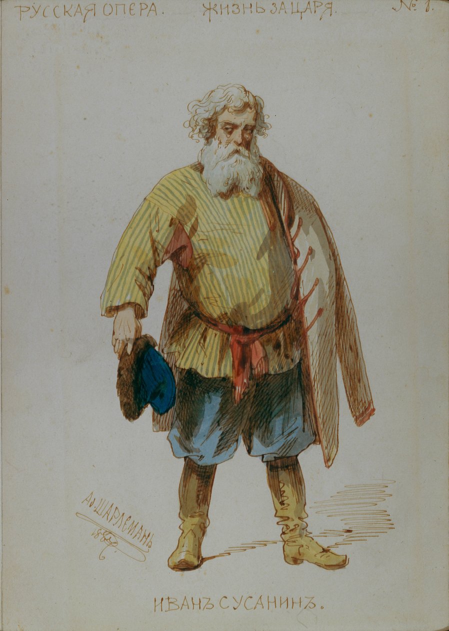 Kostýmní návrh opery Život pro cara od M. Glinky, 1887 od Adolf Charlemagne