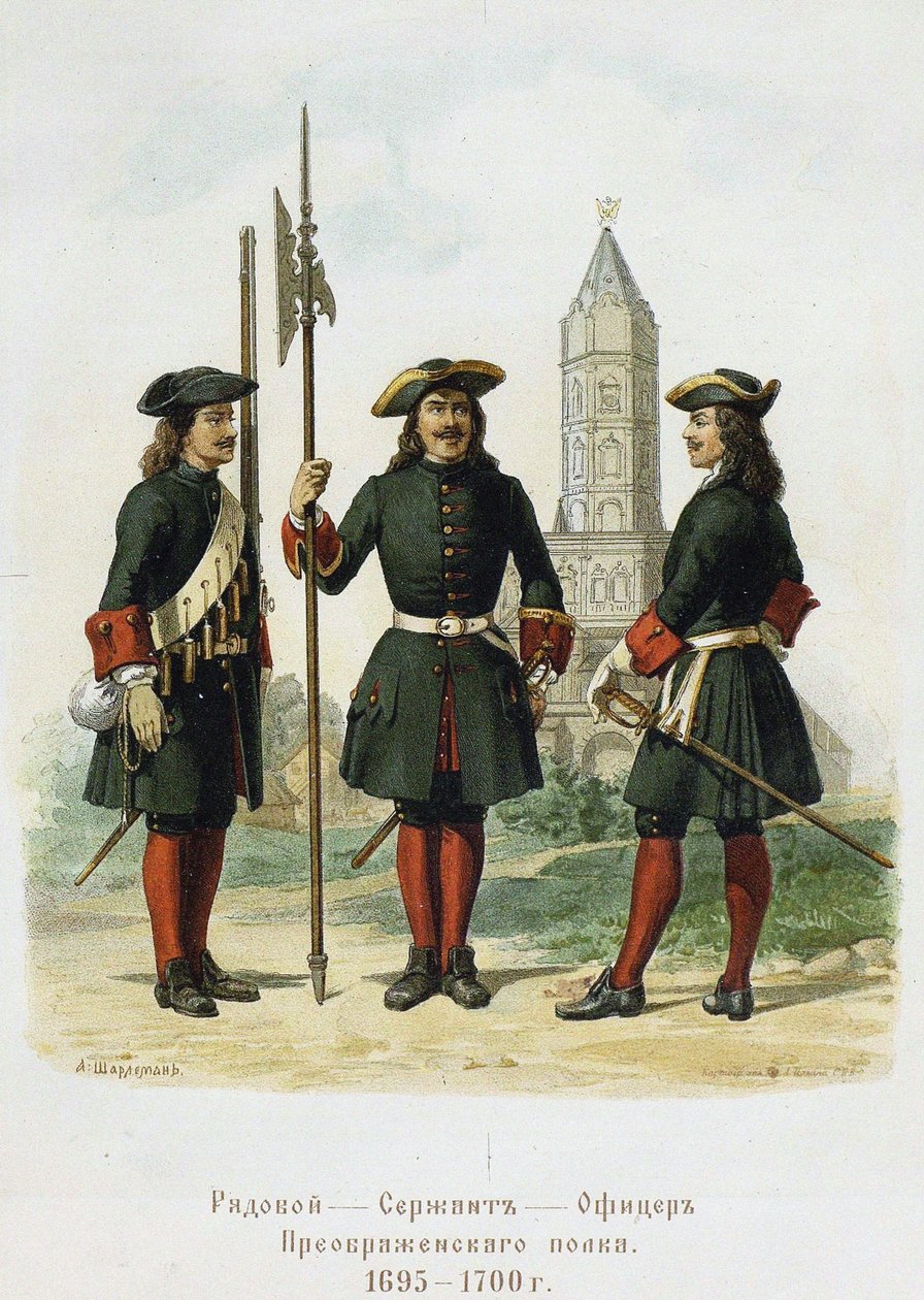 Uniformy Preobraženského pluku v letech 1695-1700, 1901-1904 od Adolf Charlemagne
