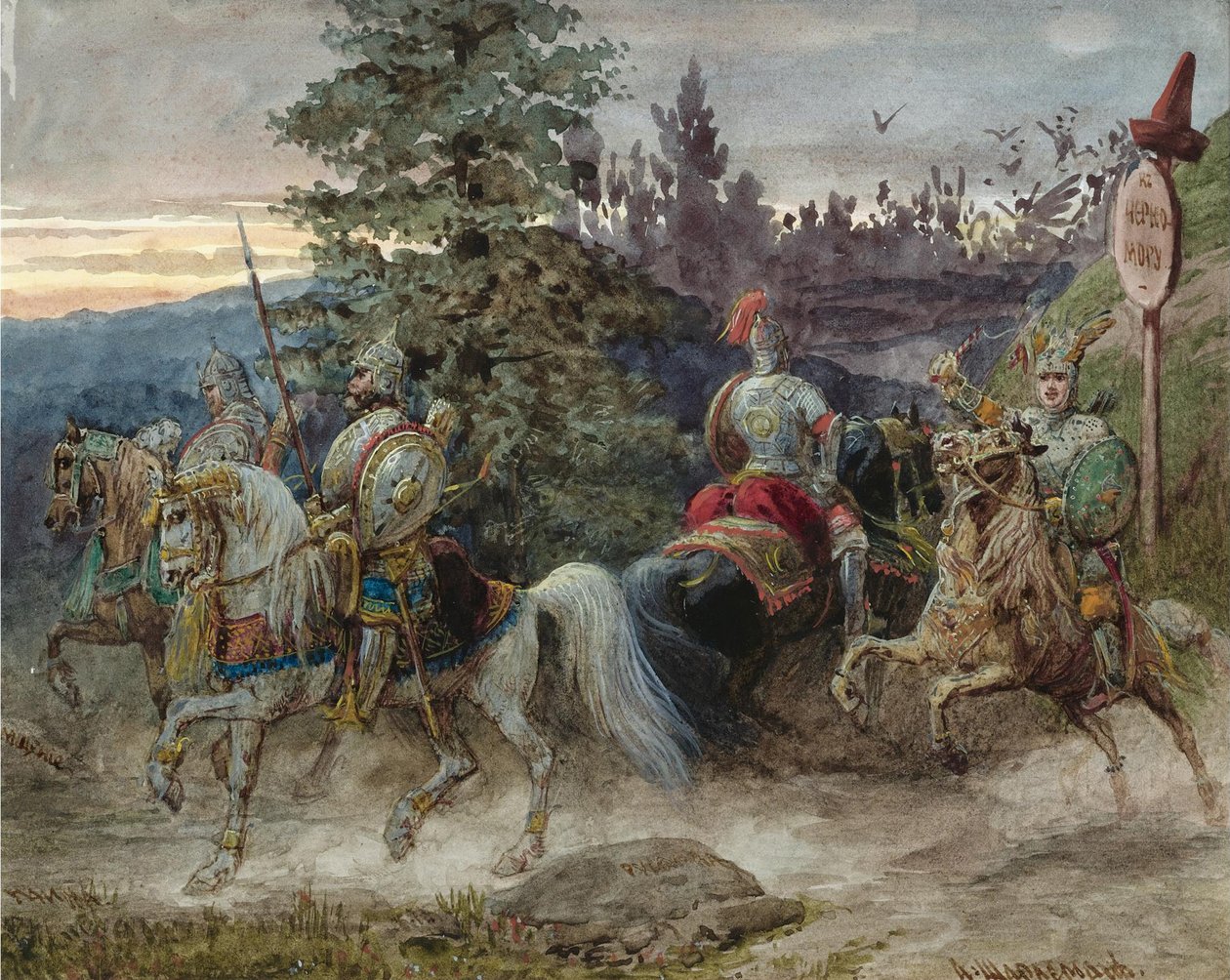Cesta do Černomoru. Ilustrace k básni Ruslan a Ludmila od A. Puškina od Adolf Charlemagne