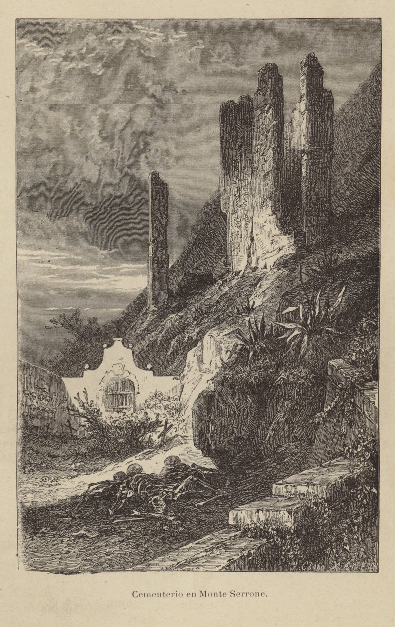 Hřbitov na Monte Serrone (rytina) od Adolf Closs