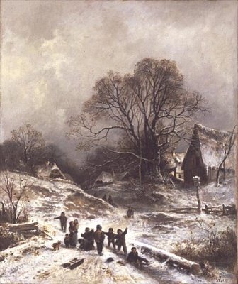 Děti si hrají ve sněhu od Adolf Heinrich Lier