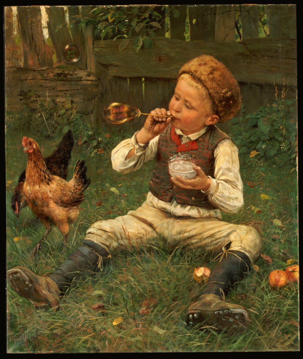 Vyfukování bublin, 1885 od Adolf Lins