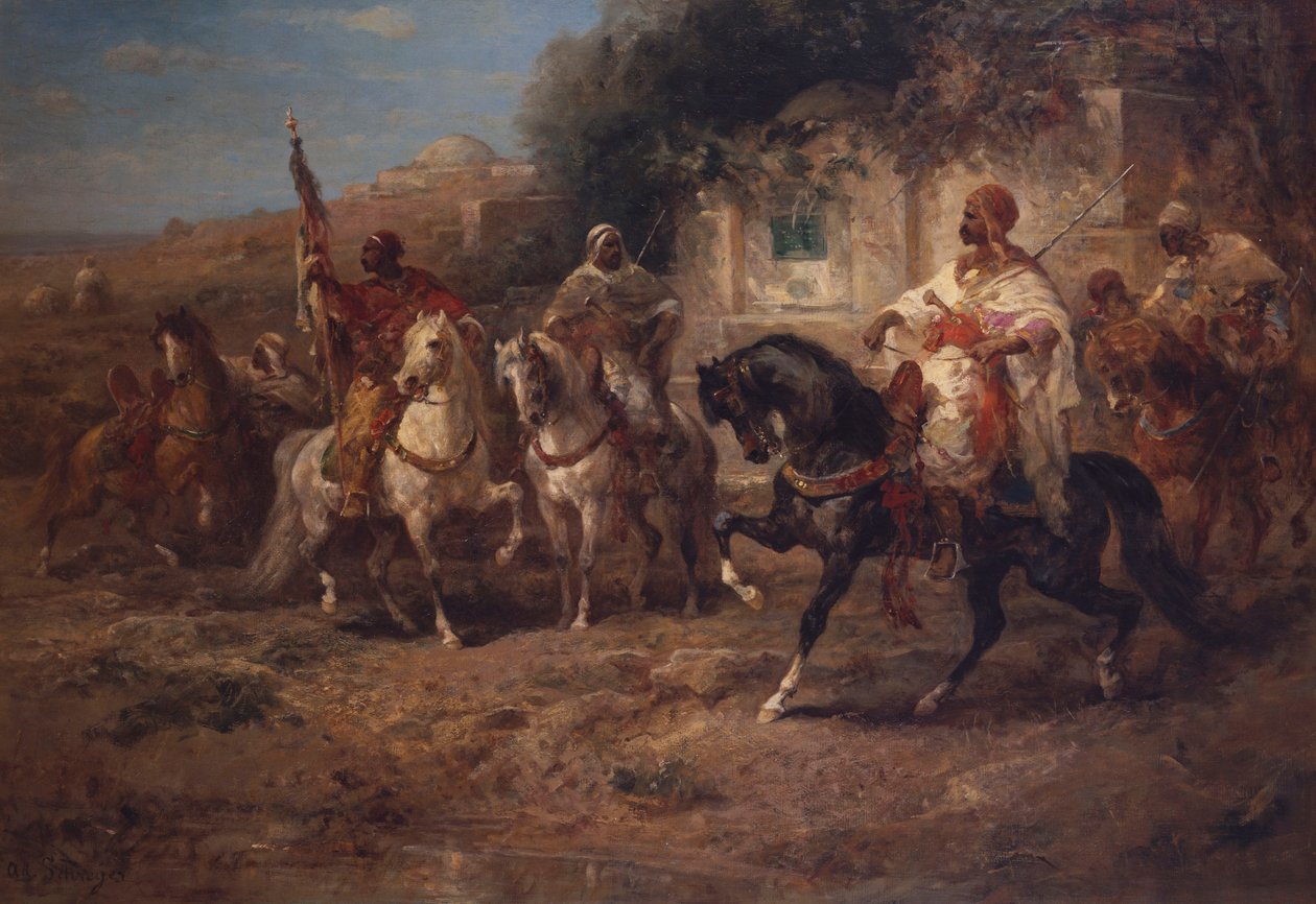 Arabští jezdci u fontány od Adolf Schreyer