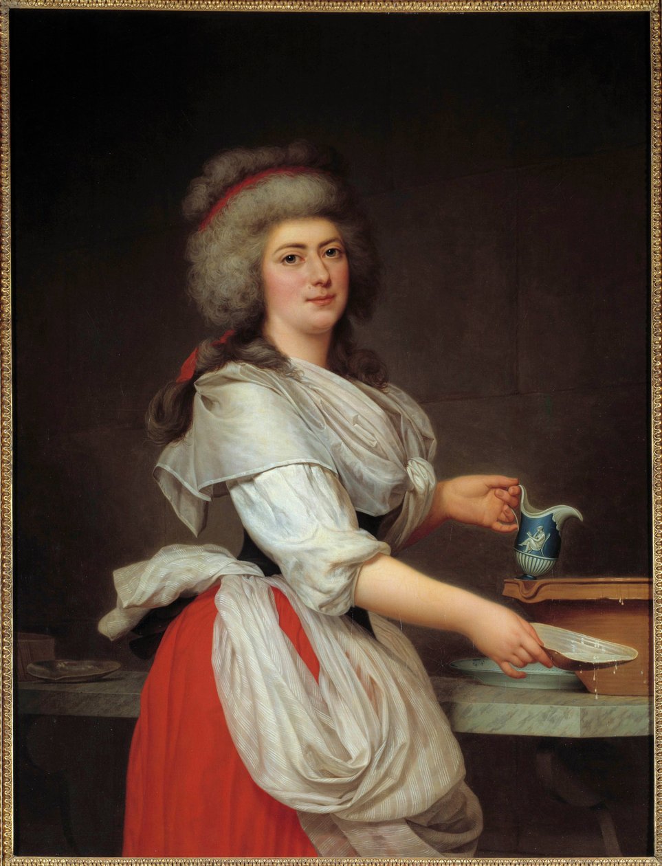 Portrét Madame Aughie, služebnice francouzské královny Marie Antoinetty Obraz Adolfa Ulricha Wertmullera (1751 - 1811) Stockholmské národní muzeum z 18. století od Adolf Ulrich Wertmuller