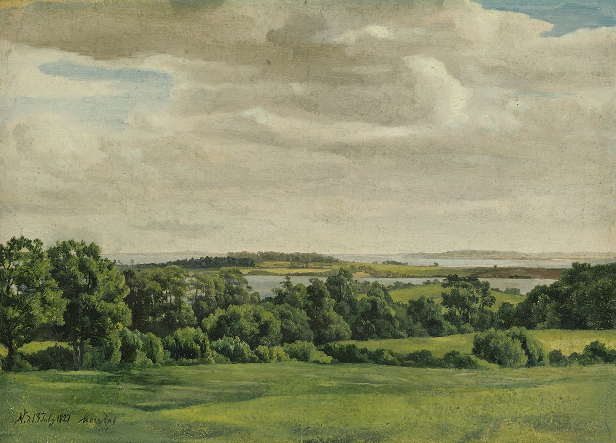 Krajina v Holštýnsku, 1827 (olej na papíře nalepeno na kartě) od Adolf Vollmer
