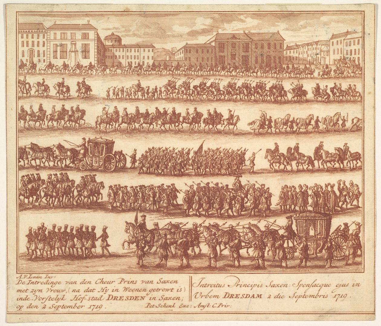 Vjezd saského knížete s manželkou do Drážďan 2. září 1719, po..., ca. 1700-1755. od Adolf van der Laan