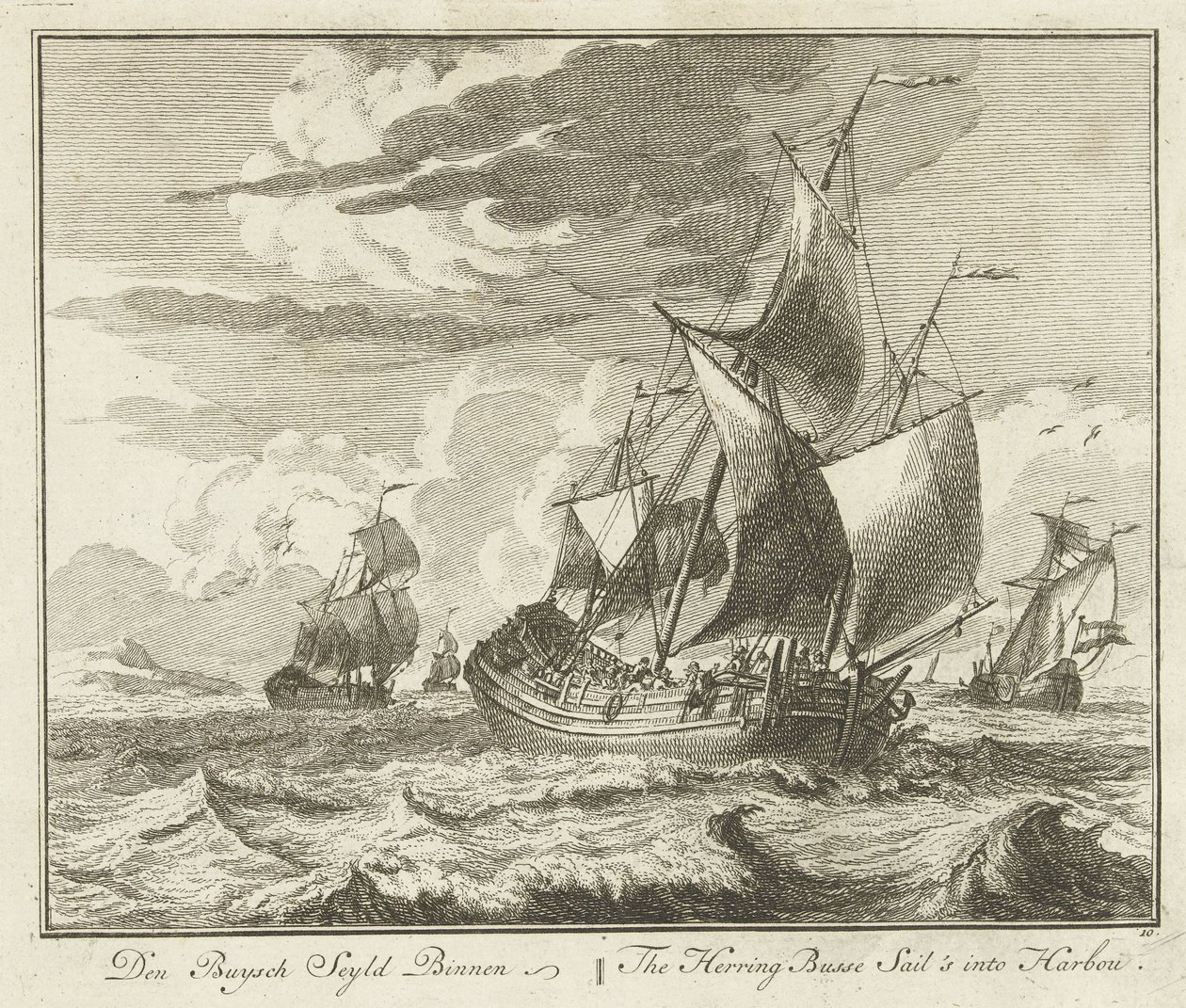 Sleďová trubka pluje domů, kolem roku 1725 Den Buysch Seyld Binnen / The Herring Busse Sail