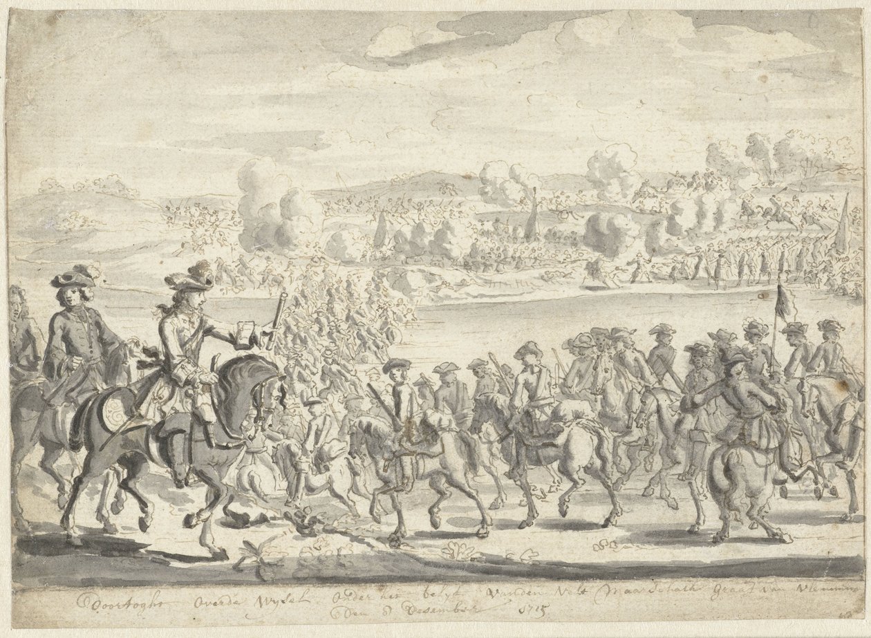 Průchod saské armády přes Vislu 8. prosince 1715 od Adolf van der Laan