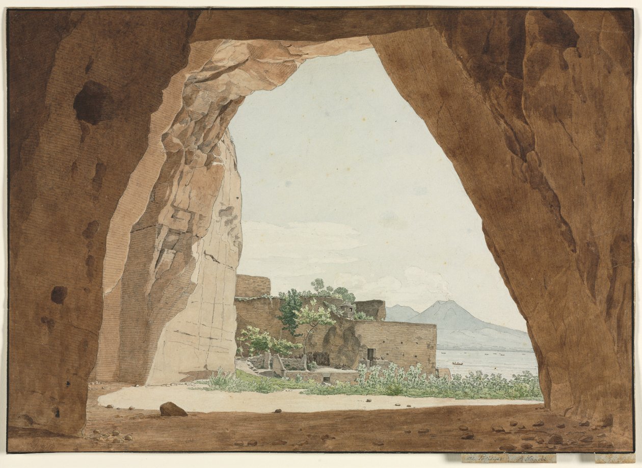 Vesuv a Neapolský záliv z jeskyně, 1820. od Adolf von Heydeck