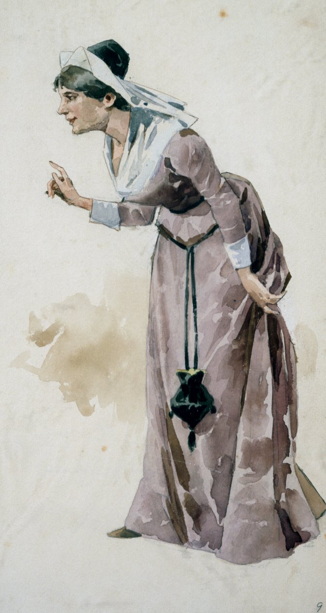 Kostýmní skica Adolfa Hohensteina (1854-1928) pro premiéru opery Falstaff od Giuseppe Verdiho (1813-1901), uvedená v divadle La Scala v Miláně, 9. února od Adolfo Hohenstein