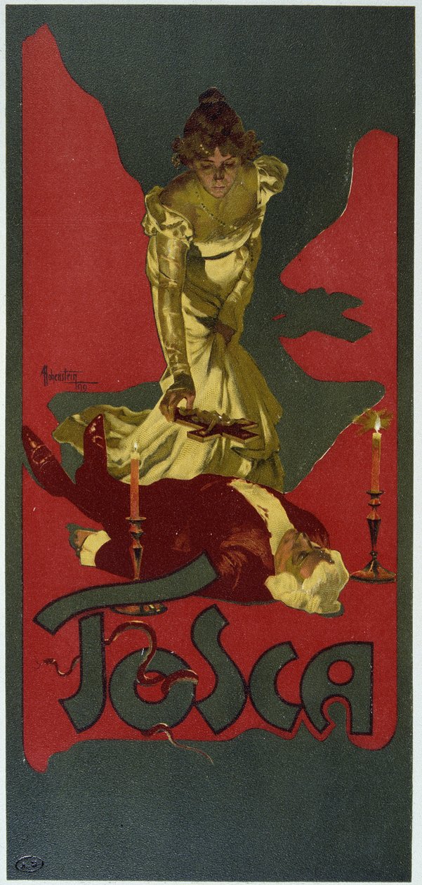 Plakát od Hohensteina. „La Tosca““ od Giacoma Pucciniho podle dramatu V. Sardoua. od Adolfo Hohenstein