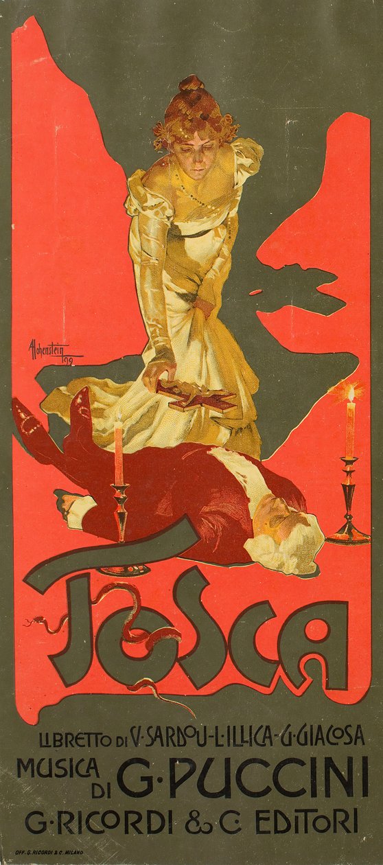 Plakát k opeře Tosca od G. Pucciniho, 1899. od Adolfo Hohenstein