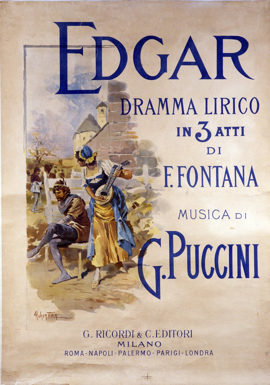 Plakát k opeře „Edgar“ skladatele Giacoma Pucciniho (1858-1924) od Adolfa Hohensteina od Adolfo Hohenstein