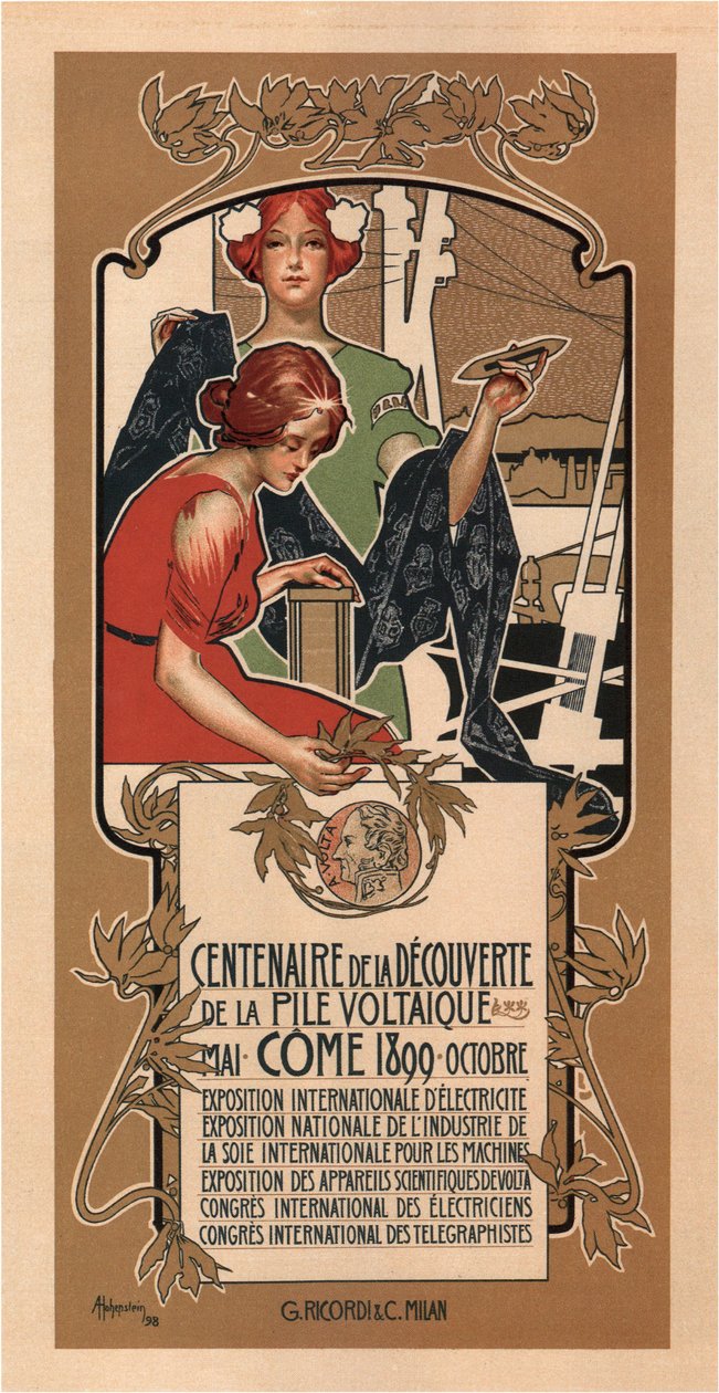 100. výročí objevení elektrické baterie Voltasem, 1898 od Adolfo Hohenstein