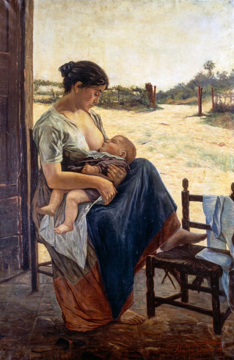 Mateřství, Adolfo Tommasi (1851-1933), olej na plátně od Adolfo Tommasi