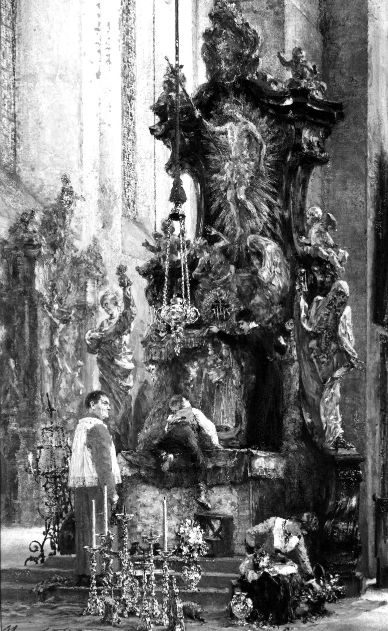 Kresba oltáře, 1885 (kresba) od Adolph Menzel